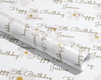 Personalised Birthday Gift Wrap, Wrapping Paper, Flowers, Your Name, Customised, Daisy's, Paper, Your Age, Pattern, Eco Friendly, Recyclable