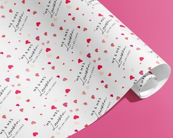 Personalisiert, Mr & Mrs, Nachname, Geschenkpapier, Geschenkpapier, Hochzeit, Party, Verlobung, Paare, Brautpaar, Jubiläum, Papier