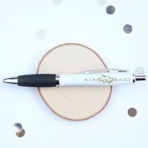 Personalised Wedding Favour Printed Pens, Bridesmaid Gift, Maid of Honour, Mother of Bride, Hen Party, Green, Floral, Ballpoint Pencil