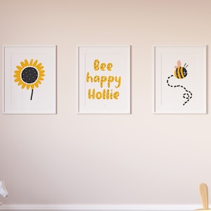 Personalisiertes Poster, Dein Name, Bienen, Kinderposter, Kinderposter, Kinderposter, Briefpapier, Büro, Spielzimmer, Babys, Papier, A1 A2 A3 A4 A5