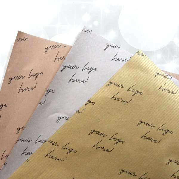 Personalised Metallic Kraft Paper, Packing Paper, Branded Packaging Premium Kraft, Your Logo Paper 50gsm, Small Business, Tissue paper, Eco