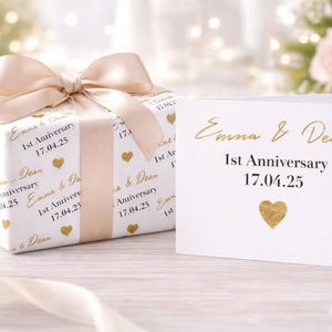 Personalisierte Geschenkverpackung, Namen, Geschenkpapier, Geburtstag, Herzen, individuell, Hochzeit, Party, Verlobung, Paare, Valentinstag, Jahrestag Bild 2