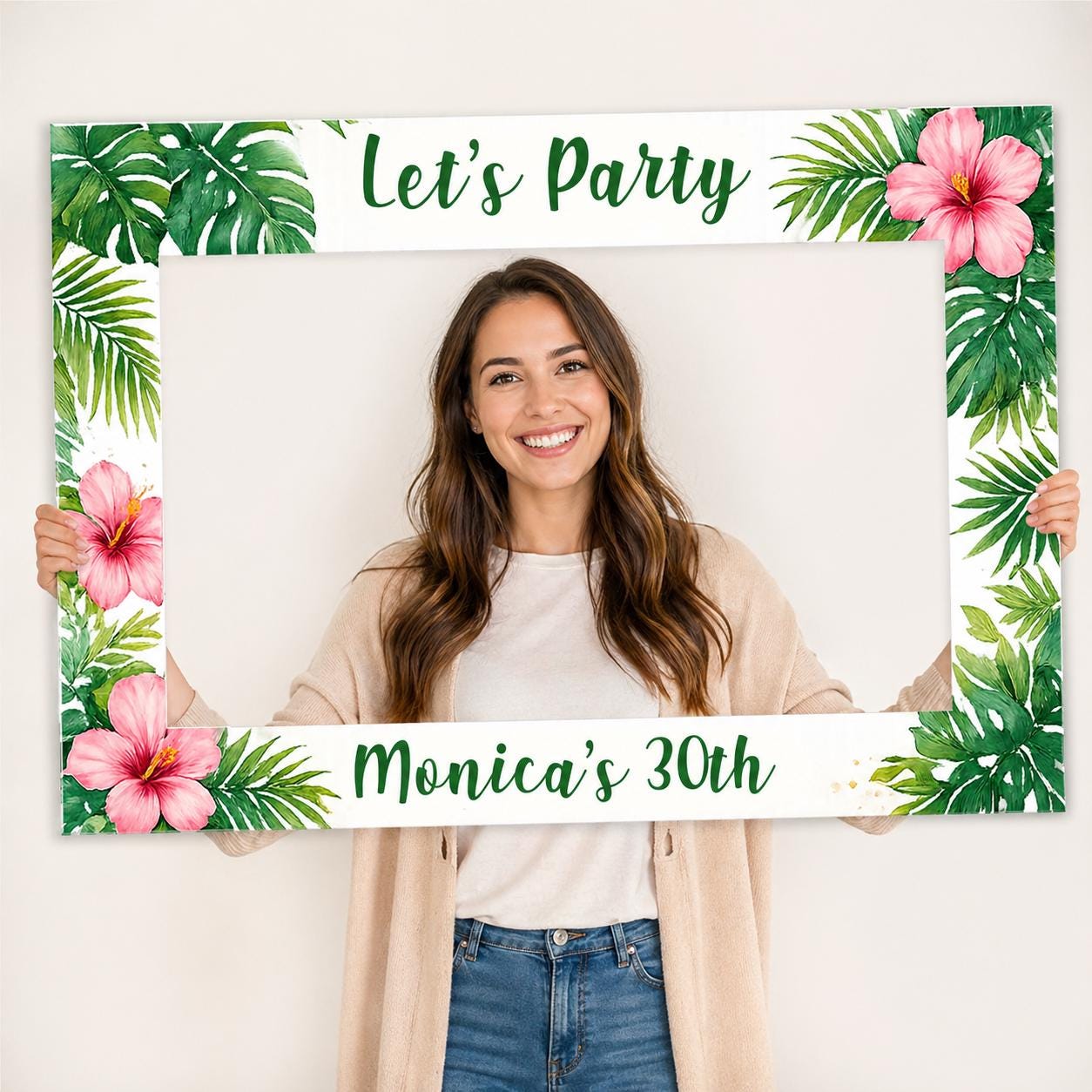 Personalised Floral Selfie Frame, Wedding Prop, Selfie Board, Decoration, Photobooth Props, Custom, Cutout, Watercolour, Party Frame