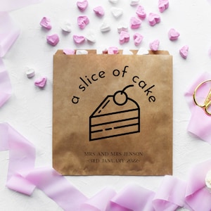 Gepersonaliseerde papieren zakken Cake Dozen Tassen, Bruiloft Sweet Cart, Cake, Bruin of Wit, Kraft, Briefpapier, Love Is Sweet, Popcorn, Treat