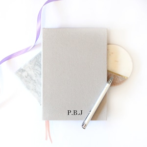 Personalised Notebook, Your Name, Initials, A5 Linen Cloth Pad,Hardbound Gift For her, Teacher, Birthday, Office Stationery, Stocking Filler