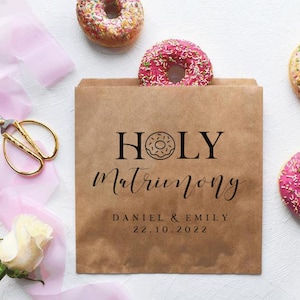 Gepersonaliseerde papieren zoete zakken traktatiezakken, bruiloft zoete kar, cake, bruin of wit, kraft, briefpapier, heilig huwelijk, dank u