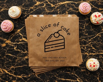Personalised Paper Bags Cake Boxes Bags, Wedding Sweet Cart, Cake, Brown or White, Kraft, Stationery, Love Is Sweet, Popcorn, Treat