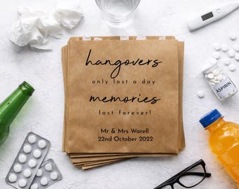 Personalised Hangover Survival Recovery Kit Bag, Paper Bag, Personalised Bag, Wedding, Treat Cake Bag, Sweet Bags, Sweet Cart, Hen Party