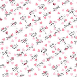 Valentines, Personalised A3 Packing Wrapping Paper, Custom Gift Wrap, Customised, Hearts Wrapping Paper, Small Business Order Packaging Book