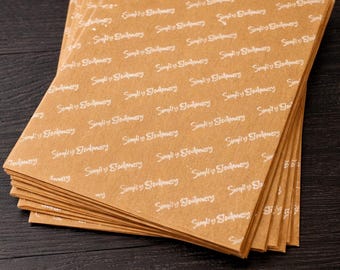 Personalised Kraft Paper, White Ink Print, Packing Paper, Branded Packaging, Your Logo Paper 90gsm, Small Business, Tissue paper, Recyclable
