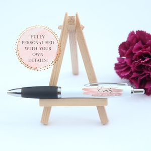 Personalised Printed Wedding Favour Pen, Bridesmaid Gift, Maid of Honour, Mother of the Bride, Gift,Hen  Bridal Shower, Blush, Rose Gold