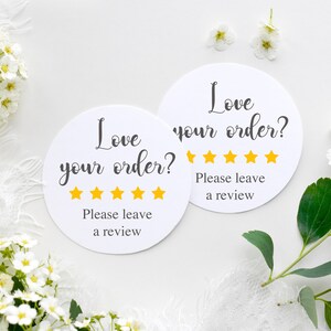 Personalisierte Round Love Your Order Bitte hinterlassen Sie eine Bewertung Sticker, Etiketten für kleine Unternehmen, kundenspezifische Bestellungen, Ermutigen Sie Bewertungen, Ihr Logo