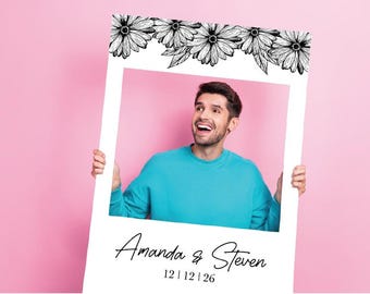 Personalised Wedding Selfie Frame, Wedding Props, Selfie Board, Decoration, Photobooth Props, Custom, Cutout, Flowers, Party Frame