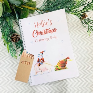 Libro para colorear de Navidad personalizado, Libro para niños, Relleno de medias, Relleno de la caja de noche de Noche, Colorear, Crayones, Cuaderno