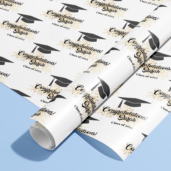 Personalised Graduation Gift Wrap, Wrapping Paper, Class, Your Name, Customised, Wedding, Party, Paper, Your Age, Anniversary, Recycle, Eco