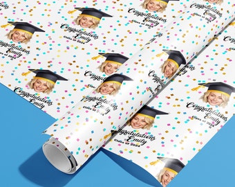 Personalised Graduation Gift Wrap, Wrapping Paper, Class, Your Name, Customised, Picture, Party, Paper, Your Age, Anniversary, Recycle, Eco