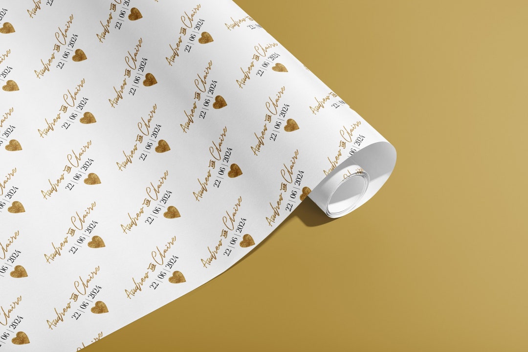 Personalised Gift Wrap, Names, Wrapping Paper, Birthday, Hearts