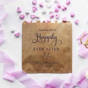 Gepersonaliseerde papieren zoete tassen traktatie tassen, bruiloft zoete kar, cake, bruin of wit, kraft, briefpapier, liefde is zoet, popcorn, dank u