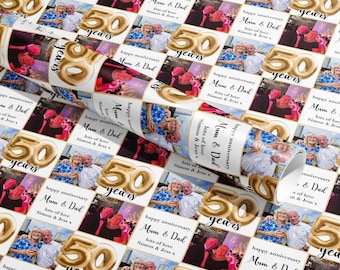 Gepersonaliseerd inpakpapier jubileum, Cadeaupapier, Jouw namen, Verjaardag, Ballonnen, Op maat, Verloving, Koppels, Valentijnsdag, Bruiloften