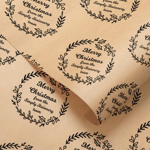Personalised Christmas Kraft Paper, Packing Paper, Branded Packaging Premium Kraft, Your Details, Paper 90gsm, Small Business, Recyclable