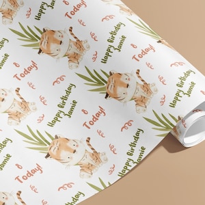 Carta da regalo personalizzata, Compleanno, Nomi, Confezione regalo, Tigri, Arancione, Personalizzato, Giungla, Festa, Bambino, Bambini, Regali, Regali, Età