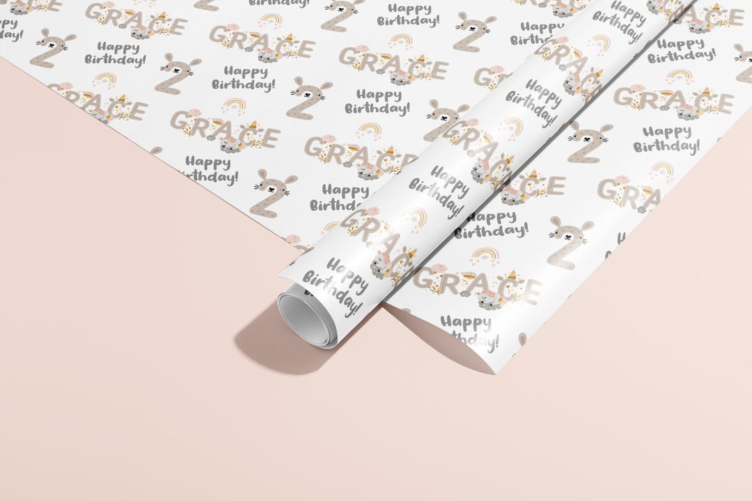 Personalised Wrapping Paper, Birthday, Names, Gift Wrap, Unicorn, Girls