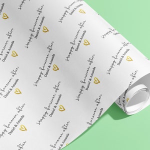 Personalised, Forever after, Surname, Wrapping Paper, Gift Wrap, Customised, Wedding, Party, Engagement, Couples, Newly Weds, Anniversary