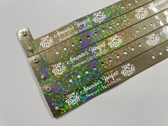 Personalised Hen Party Wristbands, Bridesmaids, Bracelet, Festival, Hen Do,  Wristband, Bachelorette, Vinyl, Custom Design, Accessories, VIP