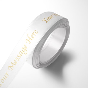 Nastro 25mm personalizzato. Nastro di satin, la tua data di testo, oro, oro rosa, qualsiasi confezione di colore, regalo, marchio di marca aziendale, compleanno di nozze