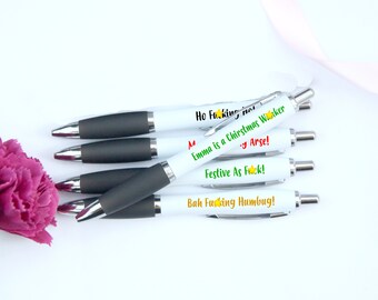 Plumas de Navidad Profanity personalizadas, Santa Secreto de Oficina, Regalo Travieso, Relleno de Medias, Papelería Ballpoint