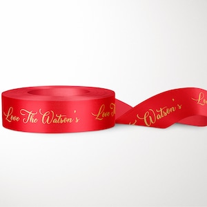 Personalised 25mm Ribbon. Satin Christmas Ribbon, Your Text, Gold, Rose Gold, Any Colour Wrapping, Gift, Gift Wrap, Stocking, Secret Santa