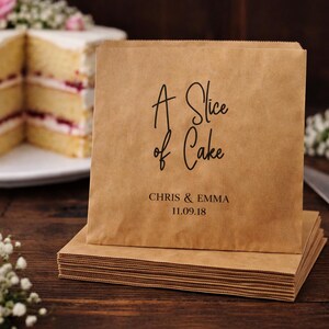 Personalised Paper Bags Cake Boxes Bags, Wedding Sweet Cart, Cake, Brown or White, Kraft, Stationery, Love Is Sweet, Popcorn, Treat 画像 5