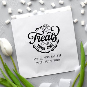 Gepersonaliseerde papieren zoete tassen traktatie tassen, bruiloft zoete kar, cake, bruin of wit, kraft, briefpapier, liefde is zoet, popcorn, dank u