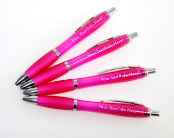 Personalised Printed Ballpoint Pens, Your Logo, Small Business, Branding Promo, Stationery, Giveaway, Planner, Order Book, Your Text, Pink