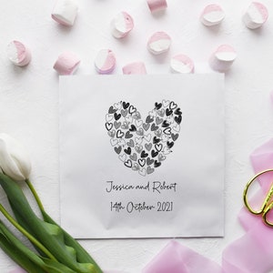 Gepersonaliseerde papieren zoete tassen traktatie tassen, bruiloft zoete kar, cake, bruin of wit, kraft, briefpapier, hart, zoet, popcorn, dank u