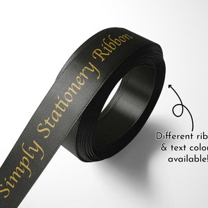 Personalised 15mm Ribbon. Satin Ribbon, Your Text Date, Blue, Rose Gold ...