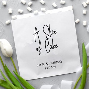 Personalised Paper Bags Cake Boxes Bags, Wedding Sweet Cart, Cake, Brown or White, Kraft, Stationery, Love Is Sweet, Popcorn, Treat 画像 4