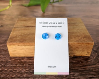 Light Blue Stud Earrings - Allergen Free