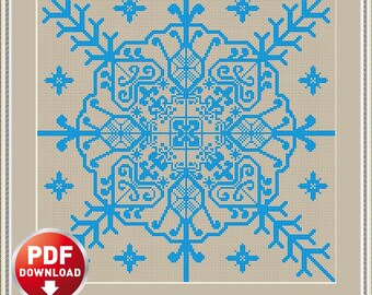 Snowflake Cross Stitch Pattern: Christmas Beginner Chart (PDF Download)