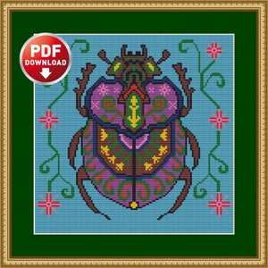 クロスステッチパターン バグ PDF、即時ダウンロード。ストレスフリーの刺繍