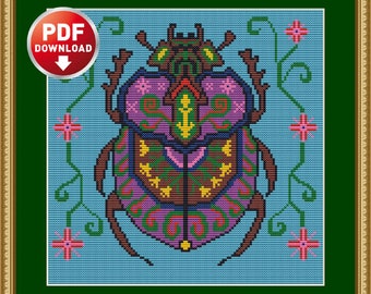 Cross stitch pattern Bug PDF, instant download. Anti-stress embroidery