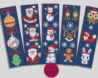 Christmas Bookmark Cross Stitch Pattern: Holiday Embroidery (PDF Download)