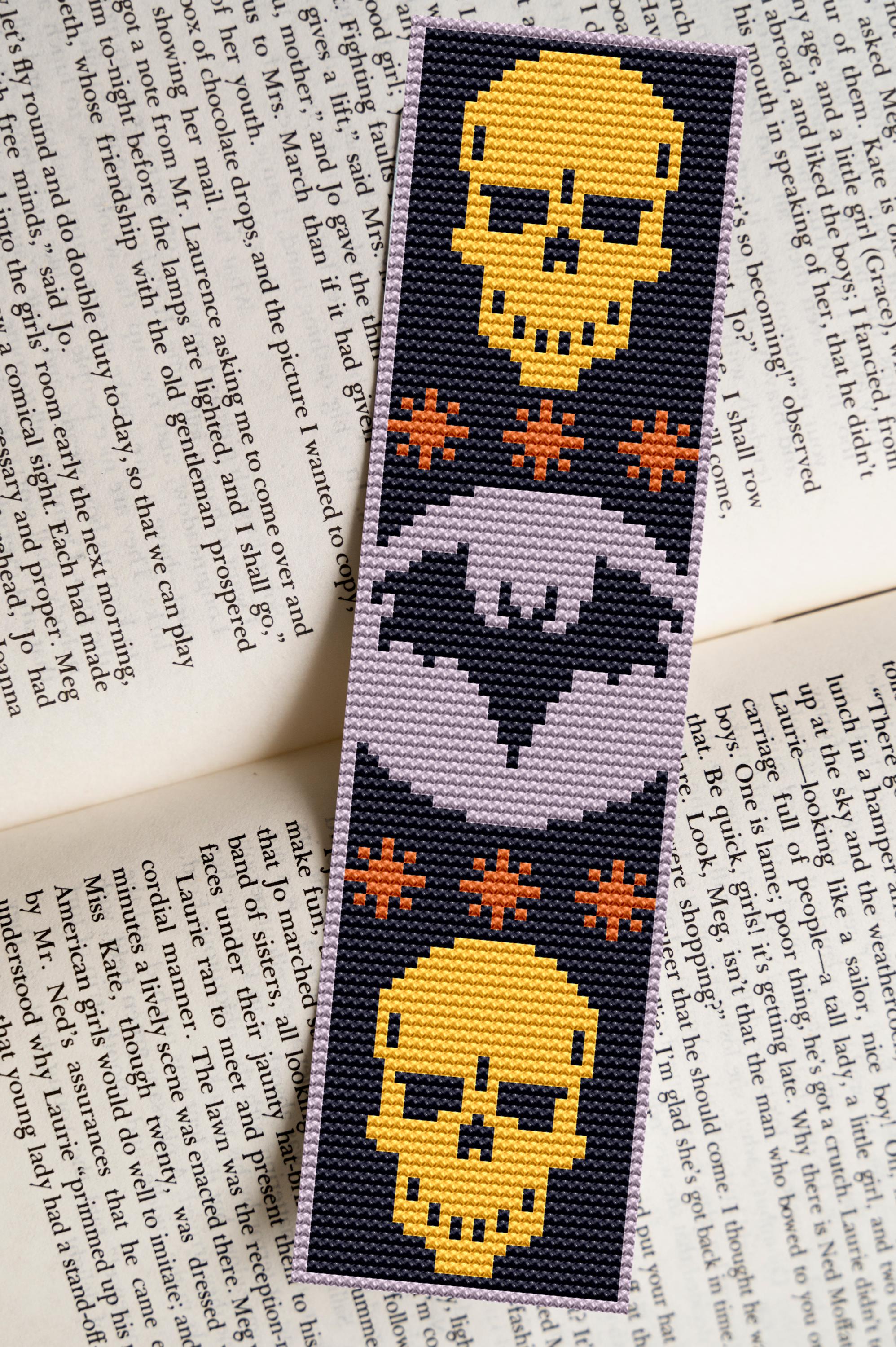 Halloween Cross Stitch Bookmark Pattern Bundle, Spooky Skeleton ...