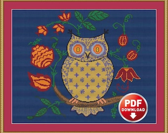 Owl cross stitch pattern PDF, instant download