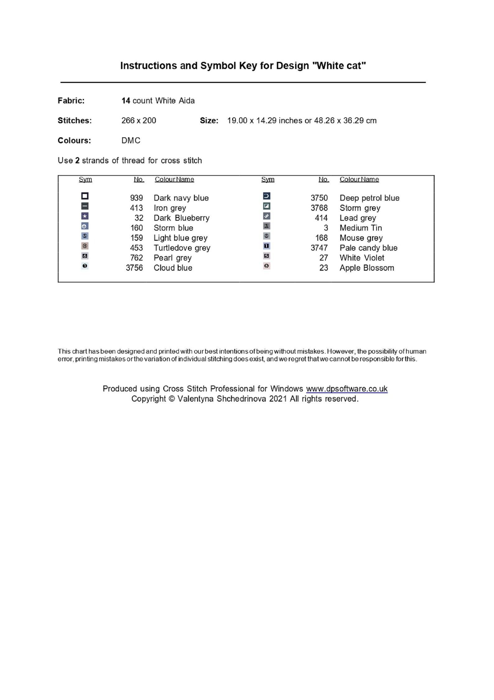 Cross Stitch Pattern White Cat Instant Download Pdf Etsy