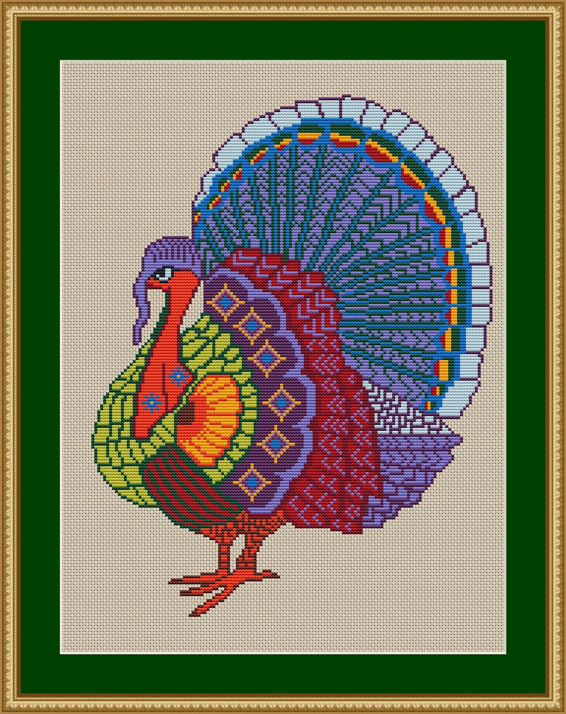 Thanksgiving Cross Stitch Pattern Mandala Turkey Instant Etsy