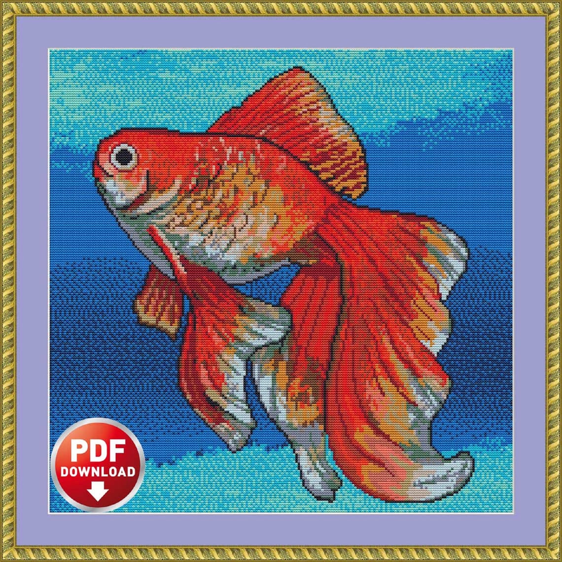 Goldfish Cross Stitch Pattern PDF, Instant Download. Lucky Goldfish ...