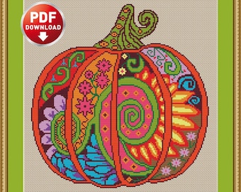 Cross stitch pattern Pumpkin PDF, instant download. Snarky cross stitch pattern. Anti-stress embroidery