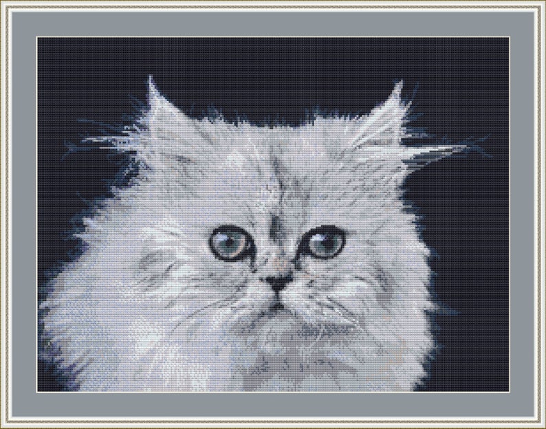 Cross Stitch Pattern White Cat Instant Download Pdf Etsy