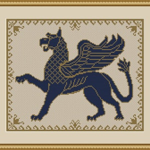 Cross stitch pattern  Mythological Animal griffin Antique Patterns pdf Instant Download Simple cross stitch pattern keeper